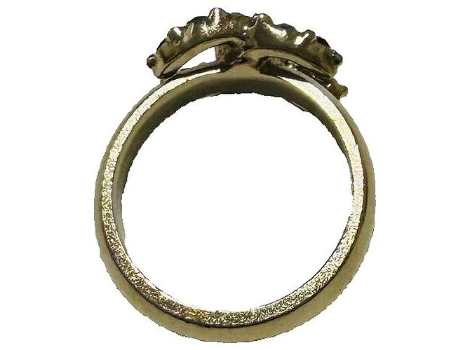 Anillo Chanel CC Strass Negros Dorado Gold hardware - vista 16
