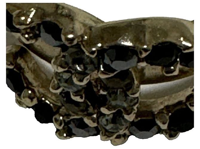 Anillo Chanel CC Strass Negros Dorado Gold hardware - vista 9