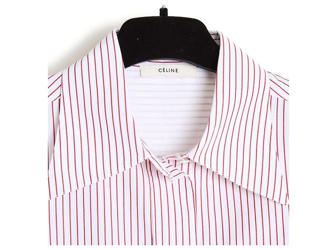 Céline Camicia a righe in popeline Phoebe Philo Celine Top FR38 UK10 US8 - vista 2