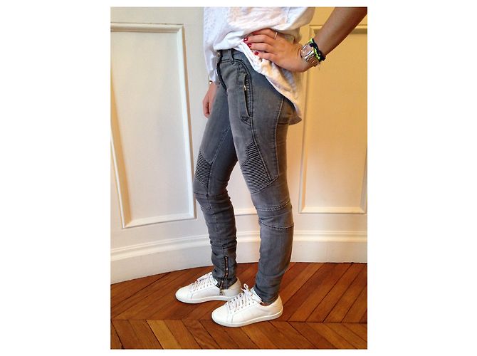Jeans BALMAIN T.US 25 Cotone Grigio - vista 2