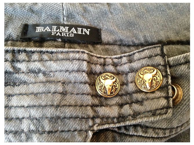 Jeans BALMAIN T.US 25 Cotone Grigio - vista 4