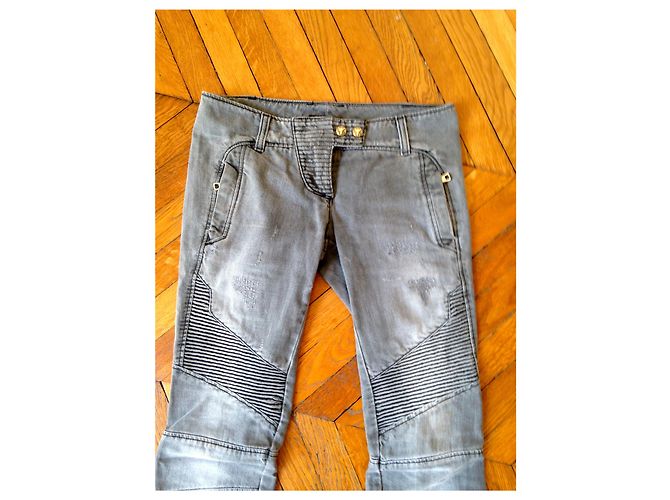 Jeans BALMAIN T.US 25 Cotone Grigio - vista 7