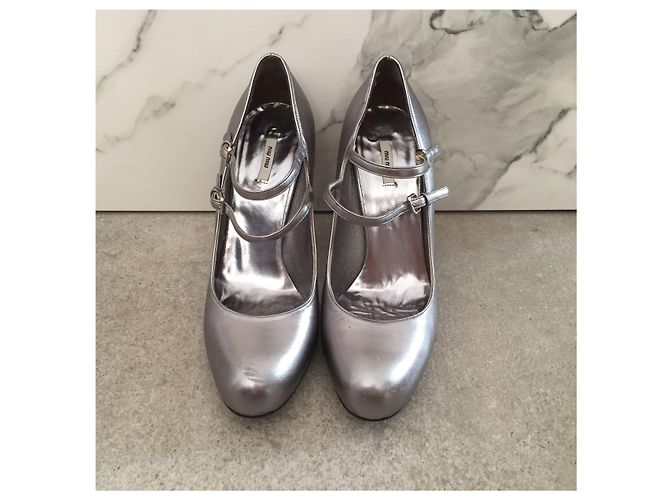 MIU MIU Absätze T.EU 36.5 Leder Silber - Ansicht 2