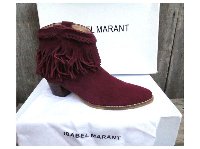 Stivaletti Isabel Marant Rosso Scuro Camoscio Bordò - vista 2