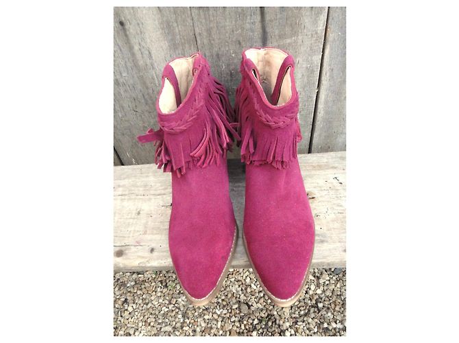 Stivaletti Isabel Marant Rosso Scuro Camoscio Bordò - vista 4