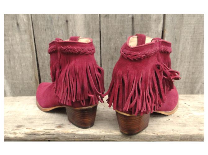 Stivaletti Isabel Marant Rosso Scuro Camoscio Bordò - vista 5