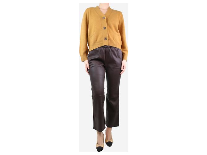 Enes Pantalón de piel burdeos - talla UK 12 - vista 2