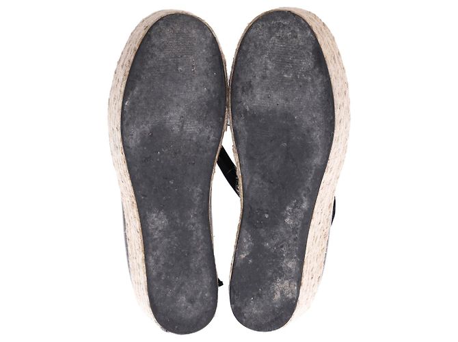 Espadrillas Marni con plateau stringate in pelle nera e grigia - vista 6