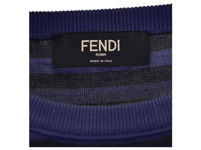 Fendi-Streifenpullover aus blauem Kaschmir - Ansicht 2