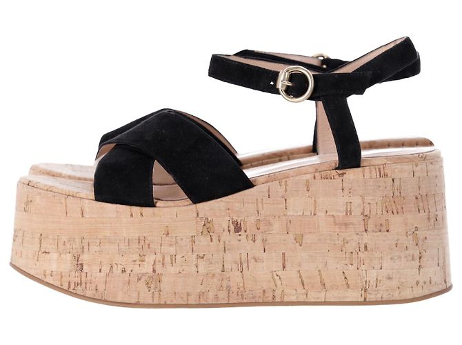 Gianvito Rossi Sandales compensées Bebe en daim noir - vue 2