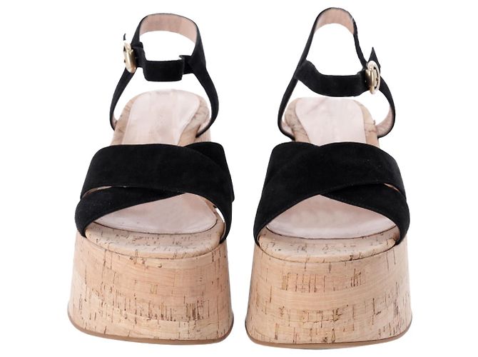 Gianvito Rossi Sandales compensées Bebe en daim noir - vue 3