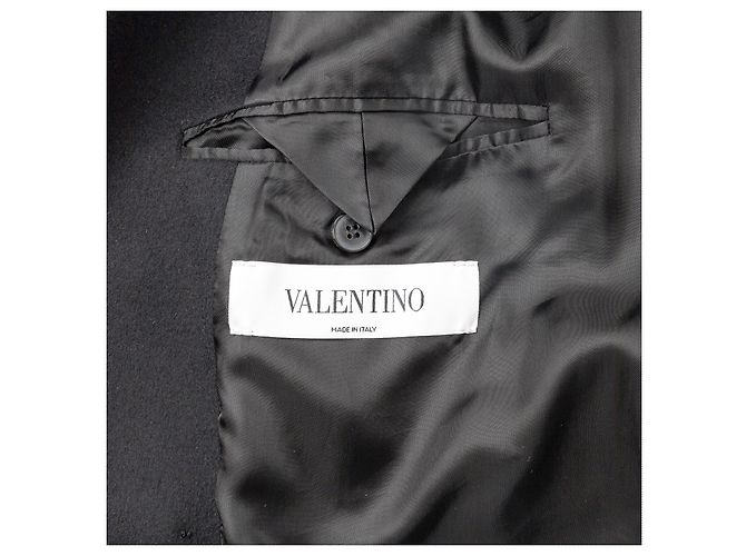 Valentino Double Breasted Wool Coat Black - view 6