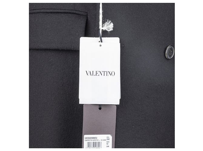 Valentino Double Breasted Wool Coat Black - view 8
