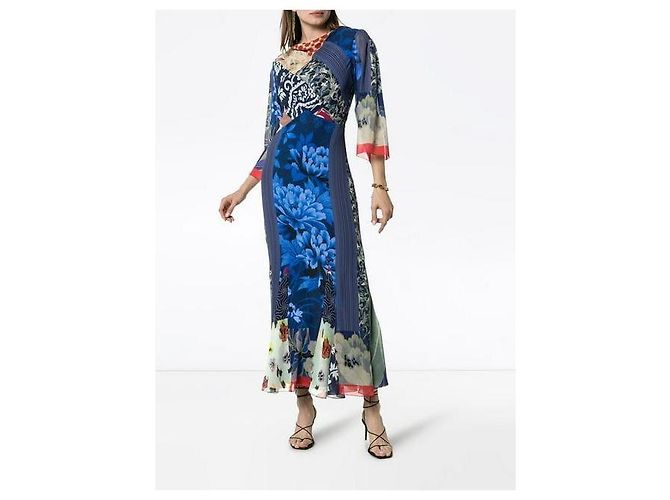 Etro Blaues Maxikleid aus Seide mit Multiprint Mehrfarben - Ansicht 3