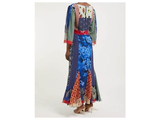Etro Blaues Maxikleid aus Seide mit Multiprint Mehrfarben - Ansicht 4