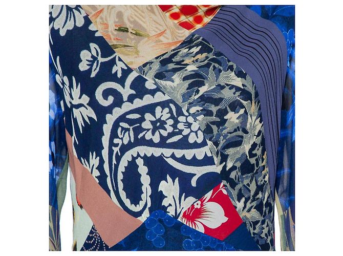 Etro Blaues Maxikleid aus Seide mit Multiprint Mehrfarben - Ansicht 7