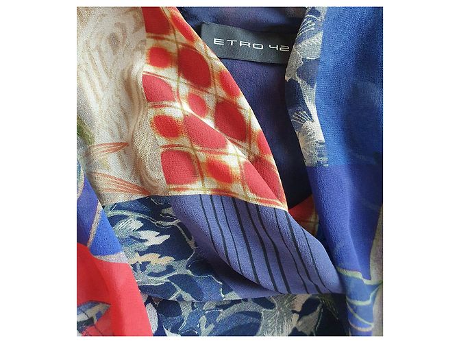 Etro Blaues Maxikleid aus Seide mit Multiprint Mehrfarben - Ansicht 8
