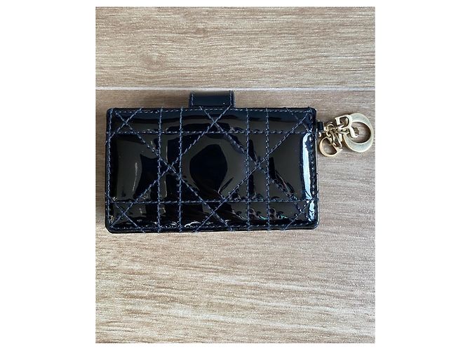 Dior Lady Kartenetui schwarzes Lackleder - Ansicht 2
