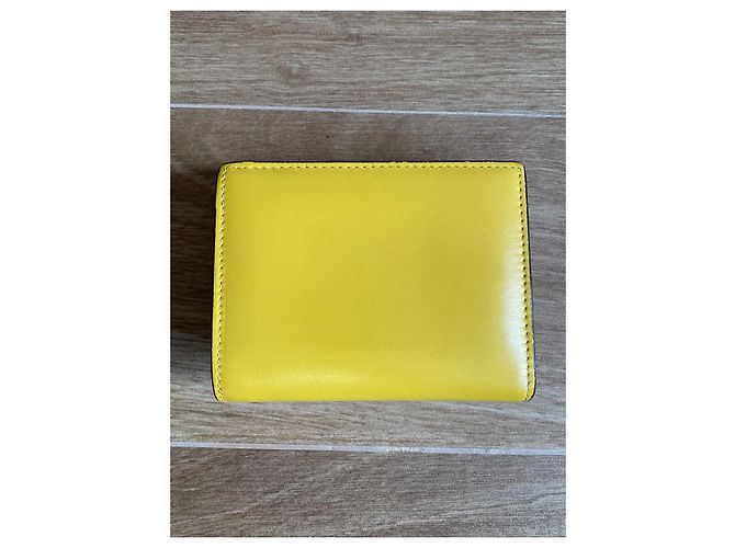 Portefeuille Valentino Vlogo en cuir jaune - vue 2