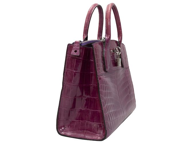 Borsa Louis Vuitton Crocodile City Steamer MM viola Porpora - vista 3