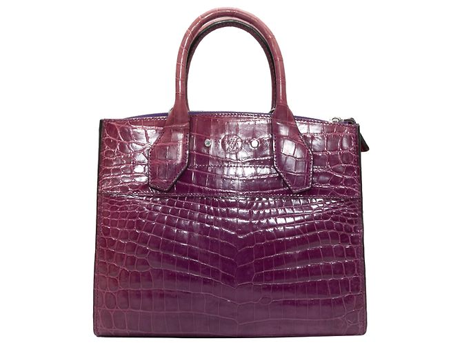 Borsa Louis Vuitton Crocodile City Steamer MM viola Porpora - vista 4