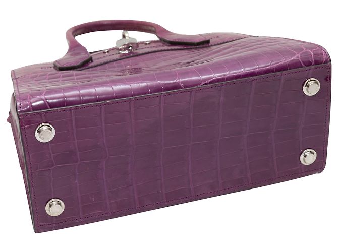 Borsa Louis Vuitton Crocodile City Steamer MM viola Porpora - vista 7
