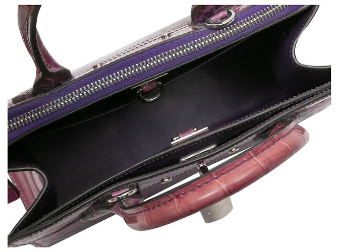 Borsa Louis Vuitton Crocodile City Steamer MM viola Porpora - vista 8