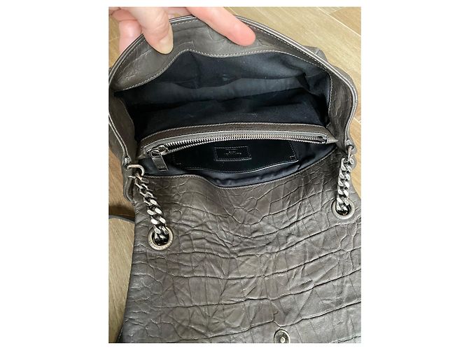 Borsa Saint Laurent West Hollywood Fold-Over Pelle Grigia Grigio - vista 11