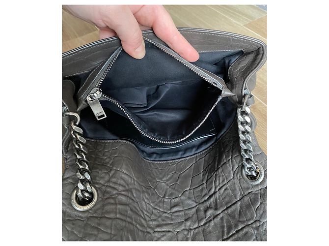 Borsa Saint Laurent West Hollywood Fold-Over Pelle Grigia Grigio - vista 12