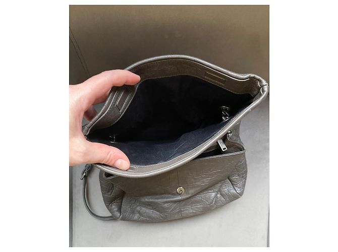 Borsa Saint Laurent West Hollywood Fold-Over Pelle Grigia Grigio - vista 13