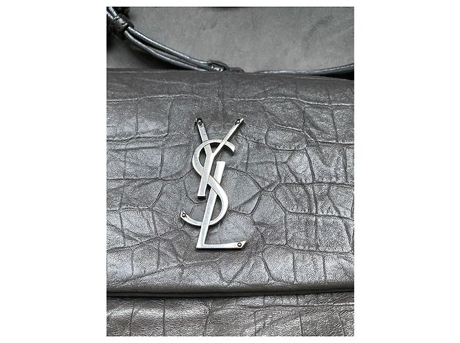 Borsa Saint Laurent West Hollywood Fold-Over Pelle Grigia Grigio - vista 14
