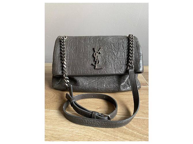 Borsa Saint Laurent West Hollywood Fold-Over Pelle Grigia Grigio - vista 2