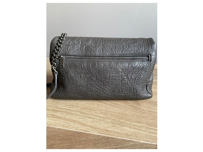 Borsa Saint Laurent West Hollywood Fold-Over Pelle Grigia Grigio - vista 3