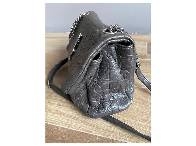Borsa Saint Laurent West Hollywood Fold-Over Pelle Grigia Grigio - vista 5