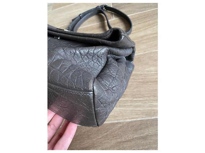 Borsa Saint Laurent West Hollywood Fold-Over Pelle Grigia Grigio - vista 7