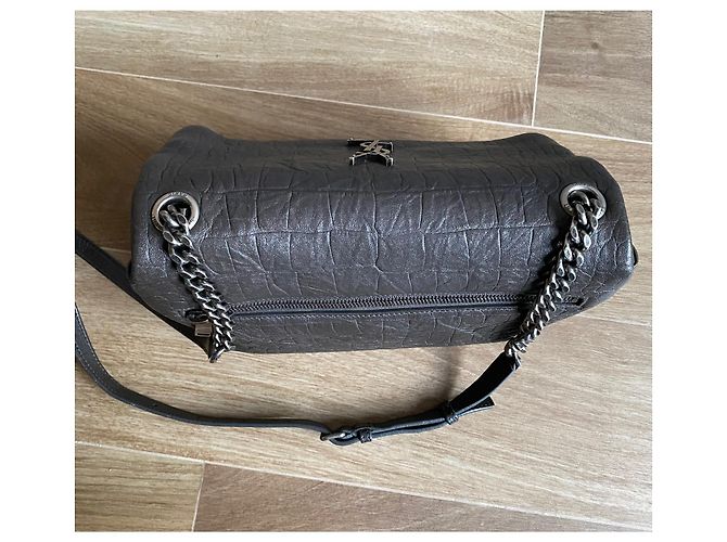 Borsa Saint Laurent West Hollywood Fold-Over Pelle Grigia Grigio - vista 9