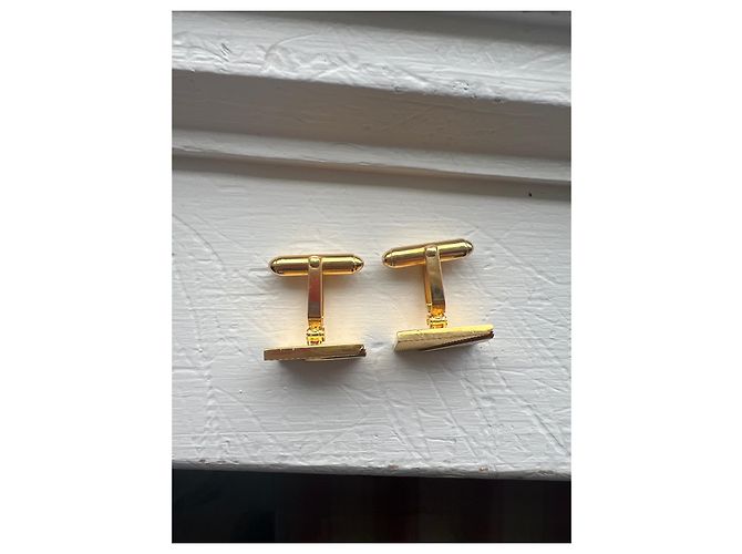 Christian Dior Gold Diamond Mesh Pattern Cufflinks Golden - view 2