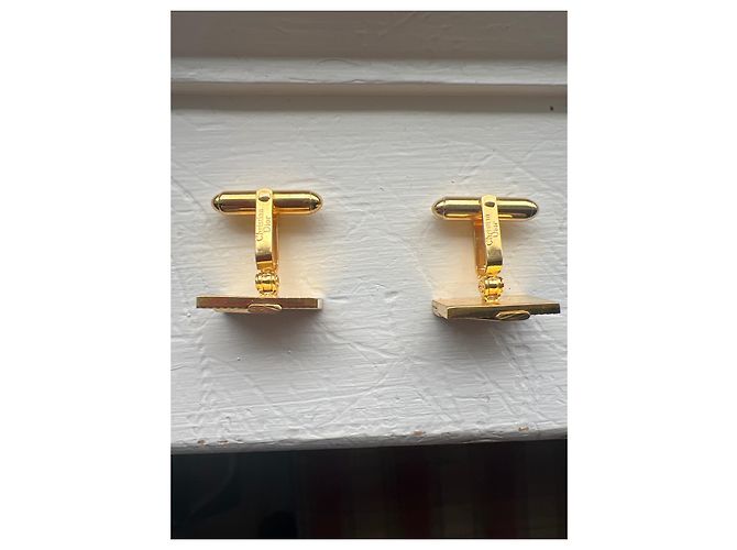 Christian Dior Gold Diamond Mesh Pattern Cufflinks Golden - view 3
