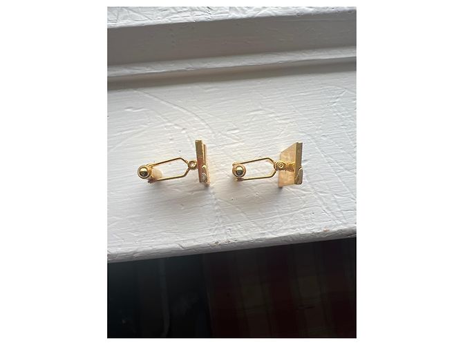 Christian Dior Gold Diamond Mesh Pattern Cufflinks Golden - view 5