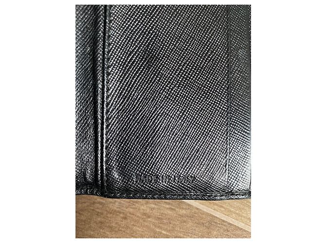 Cartera Prada Tri-fold de cuero negro - vista 10