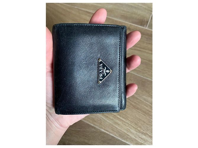 Cartera Prada Tri-fold de cuero negro - vista 11
