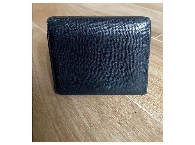 Cartera Prada Tri-fold de cuero negro - vista 3