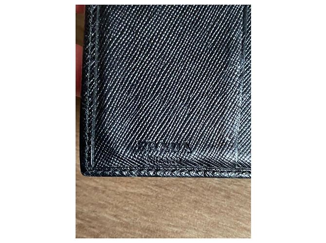 Cartera Prada Tri-fold de cuero negro - vista 9