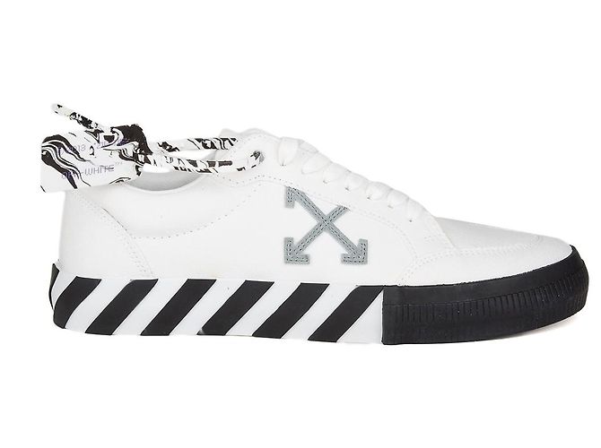 Off White Off-White Low Vulkanisierte Öko-Canvas-Sneakers - Weiß Grau - Ansicht 2