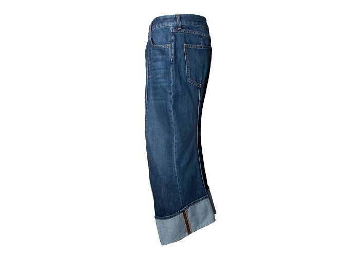 Bottega Veneta, vaqueros cropped doblados Azul - vista 2