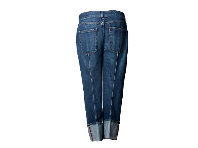 Bottega Veneta, vaqueros cropped doblados Azul - vista 3