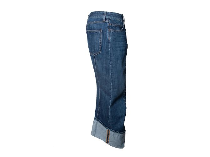 Bottega Veneta, vaqueros cropped doblados Azul - vista 4