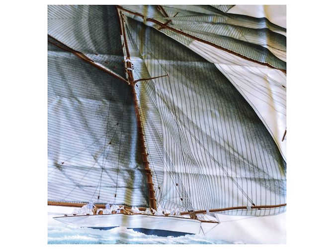 Foulard Hermès Downwind in seta verde - vista 12