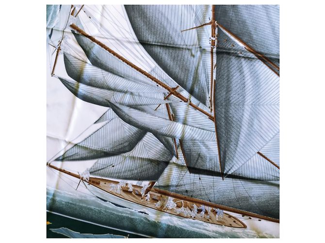 Foulard Hermès Downwind in seta verde - vista 15