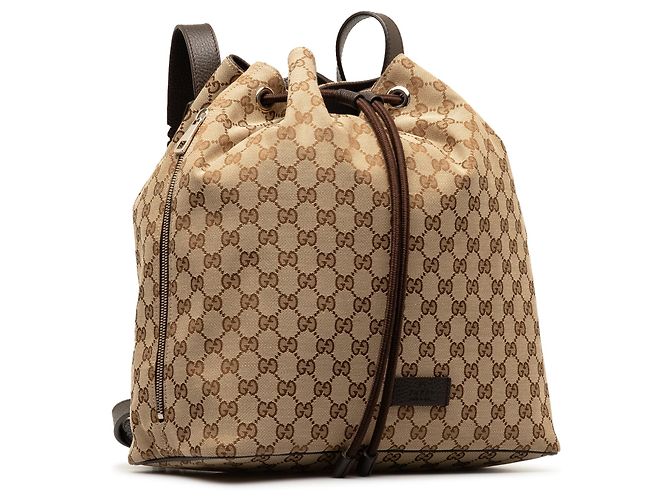 Gucci Brown GG Canvas Drawstring Backpack Beige - view 2